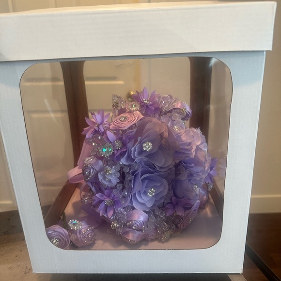 Other - Lavender wedding bouquet with, Grooms boutonniere.